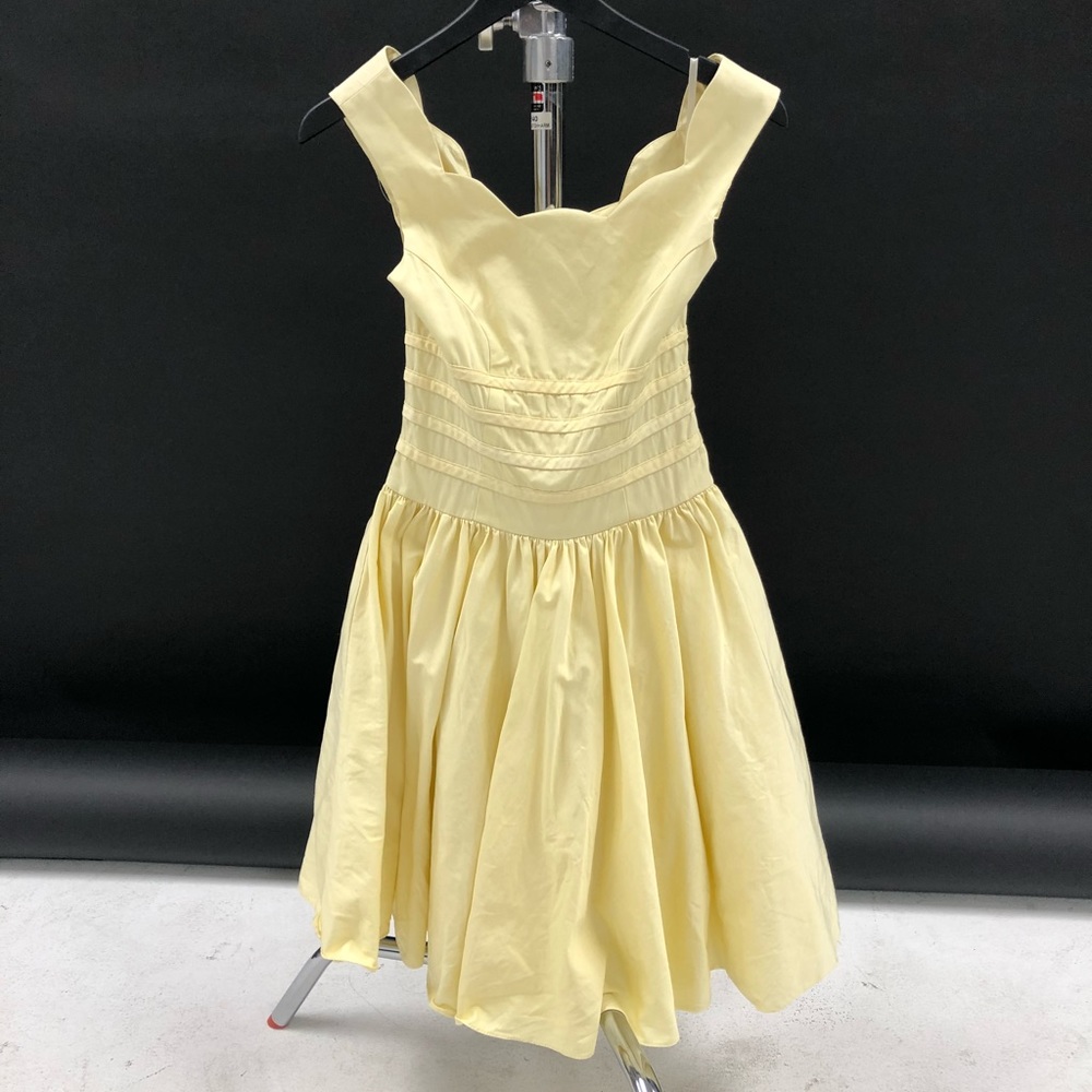 HTF Hepburn Unique Vintage Yellow Fit-and-Flare Midi Dress